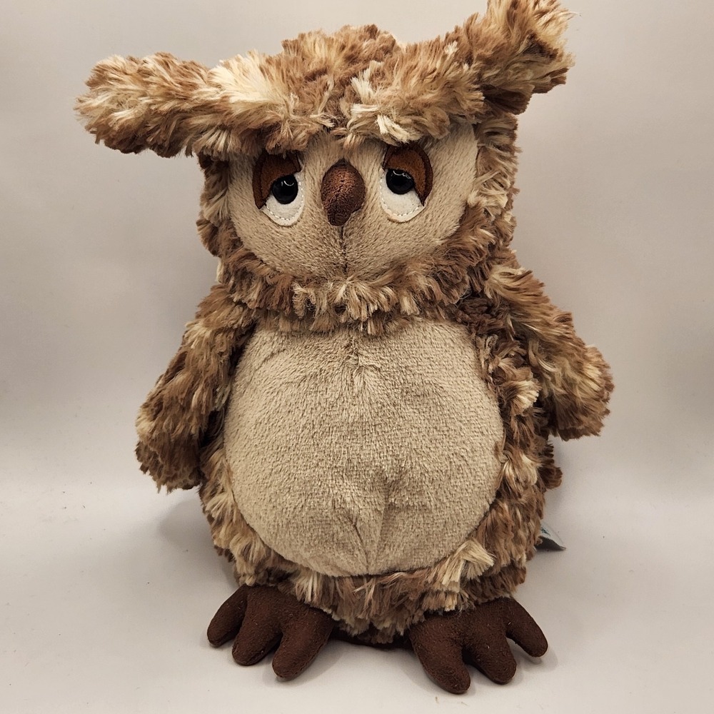 Retired Oberon Owl Jellycat 10" Collectible Stuffed Plush Animal Brown Cream